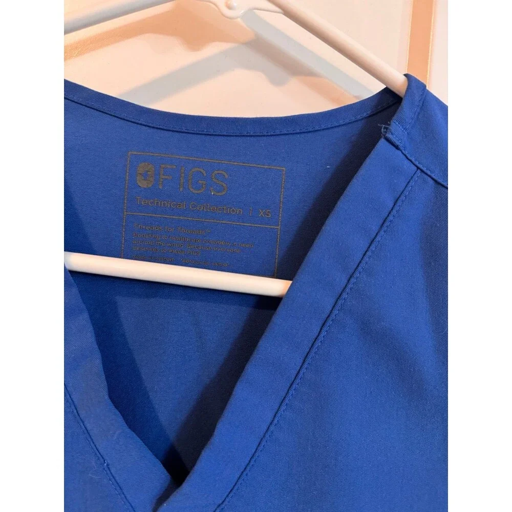 Figs Zamora Catarina nursing joggers scrubs set top royal blue xs petite pants - Picture 5 of 5
